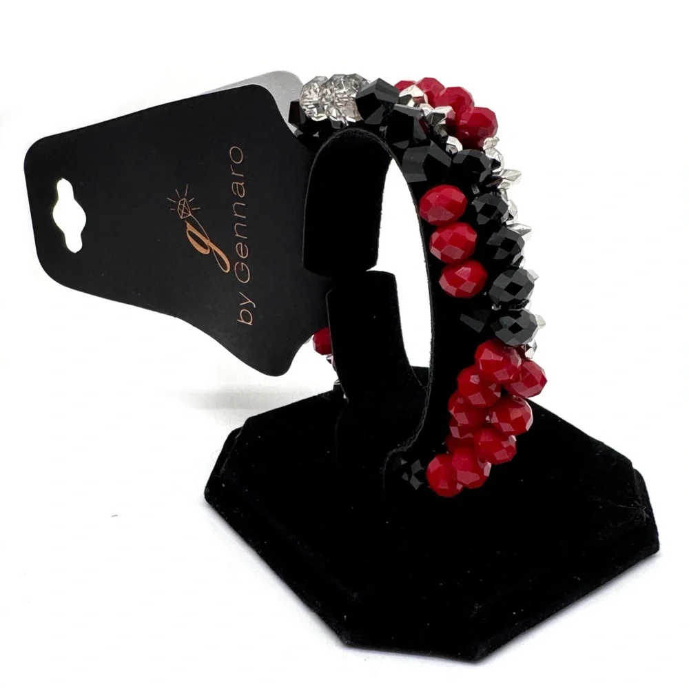 Gennaro Red & Black Faceted Bead Bracelet Set